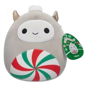 Squishmallow Holiday 2023 Nissa Gray Yeti Peppermint Swirl Belly 12" Plush Toy